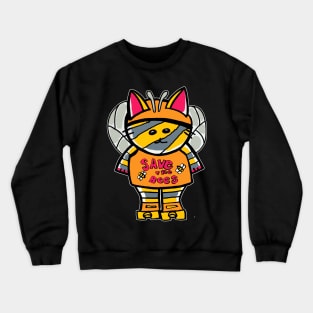 Save the bees roller cat Crewneck Sweatshirt